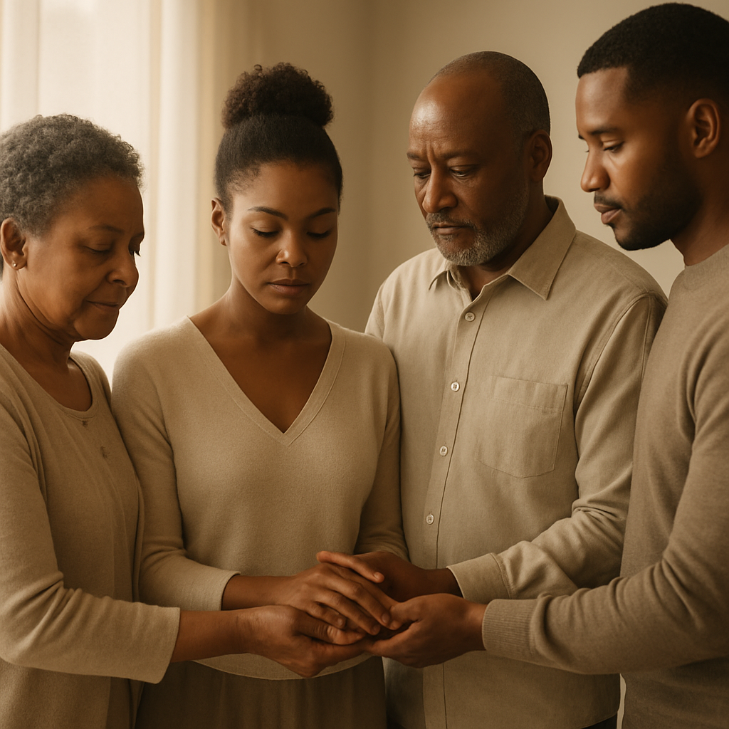 A family gently supporting one another